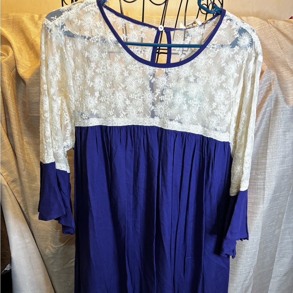 Umgee Purple and Cream Lace Top